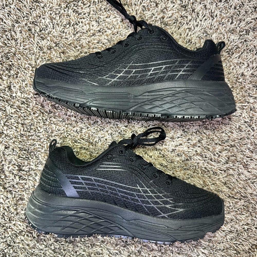 Skechers Women Size 7 Work Shoes Black Slip Resistant Memory Foam Max Cushion - Picture 3 of 9